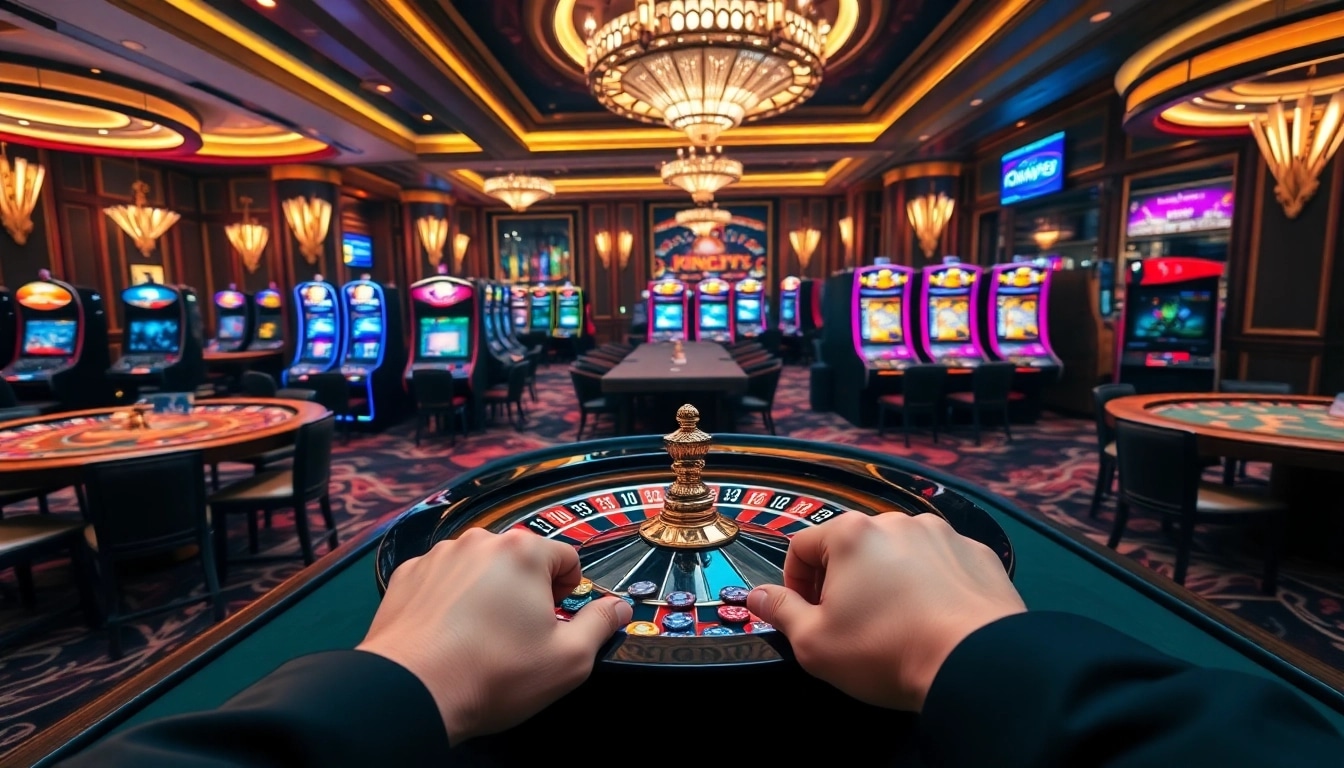 Engage with the thrilling world of gambling at king79, showcasing high-end tables and vibrant slots.
