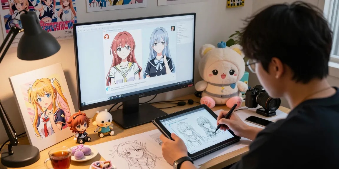 Engaging ecchi AI chat character design scene, showcasing creativity and interaction.
