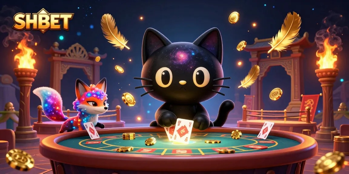 Engage with SHBET at a vibrant cosmic casino, featuring animated characters and dynamic betting elements.