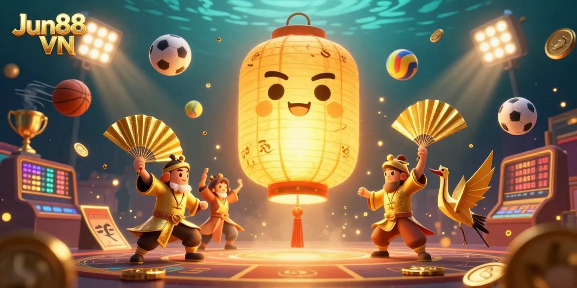Engage with Jun88 VN at the dynamic casino scene showcasing gaming excitement and golden rewards.