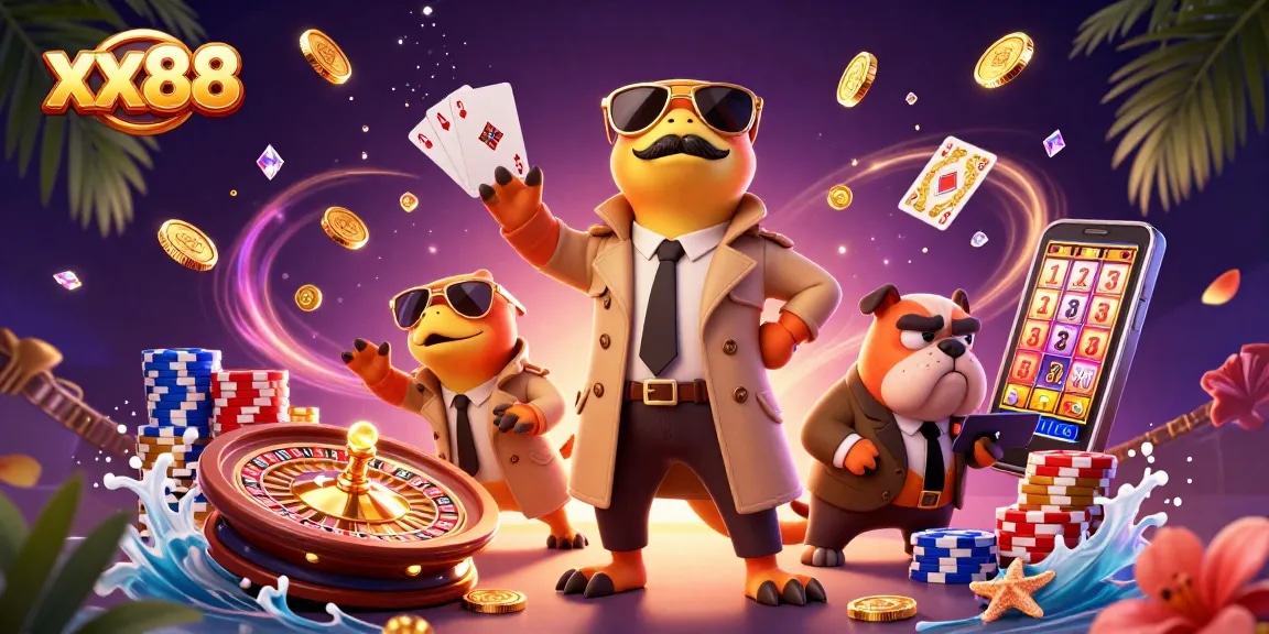 Experience exciting gaming at xx88 with raptors in disguise entering a VIP casino lounge.