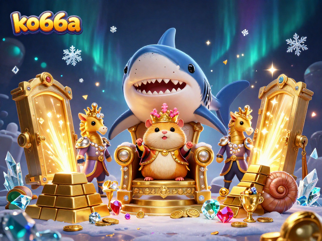 Craft your winning strategies at ko66a with a vivid casino-themed illustration featuring treasures and characters.