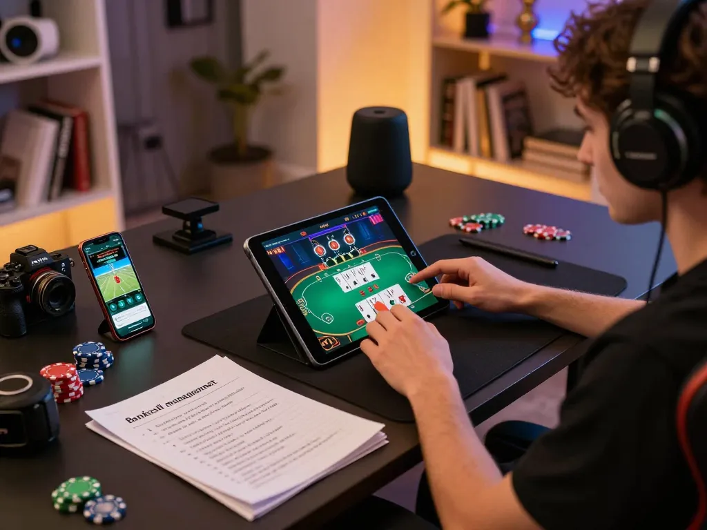 Players engaging in strategic online poker gameplay on fabet, showcasing focus and bankroll management.