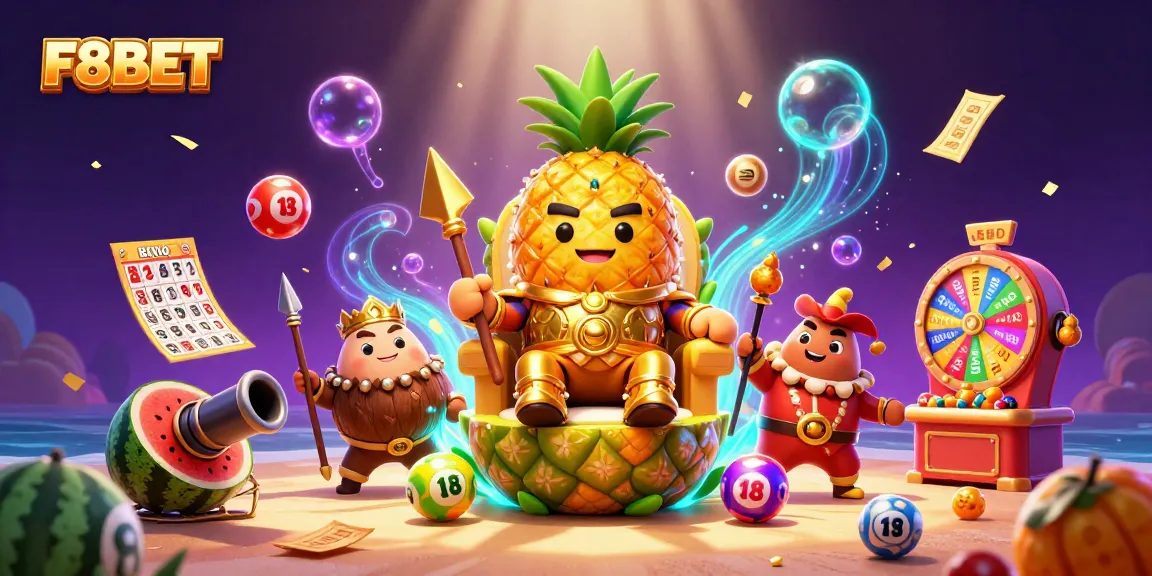 Experience fun and excitement with F8BET at the tropical beach casino, featuring vibrant gambling elements.