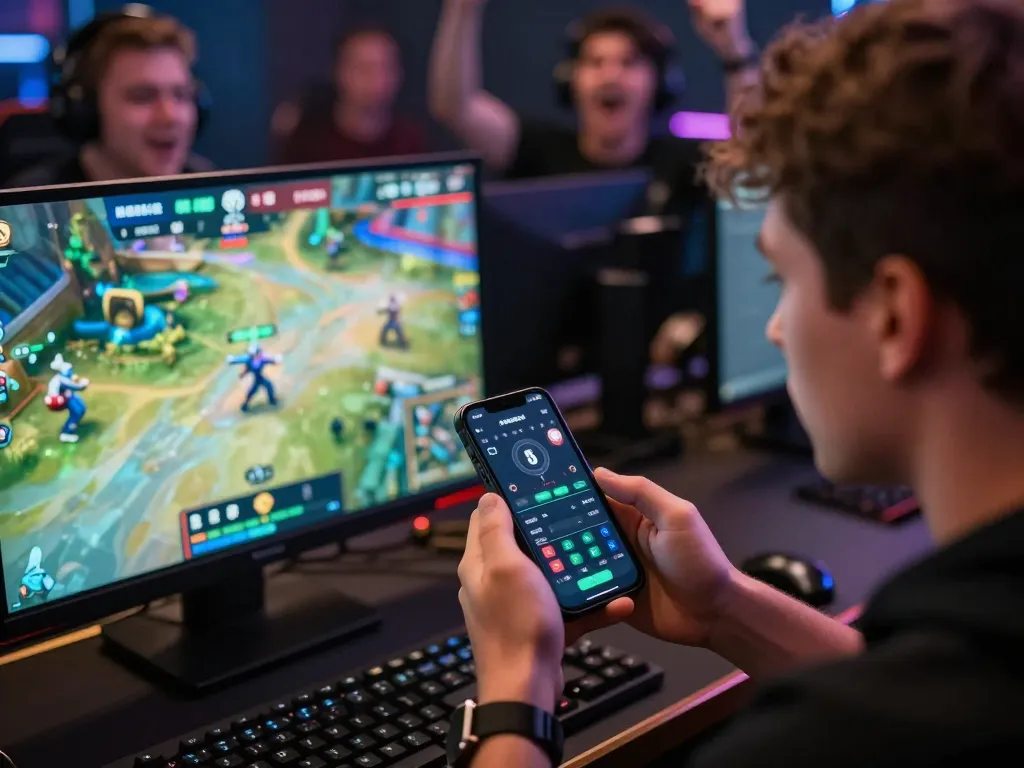 Placing bets using the LINK 88FC app while enjoying an exciting esports match.
