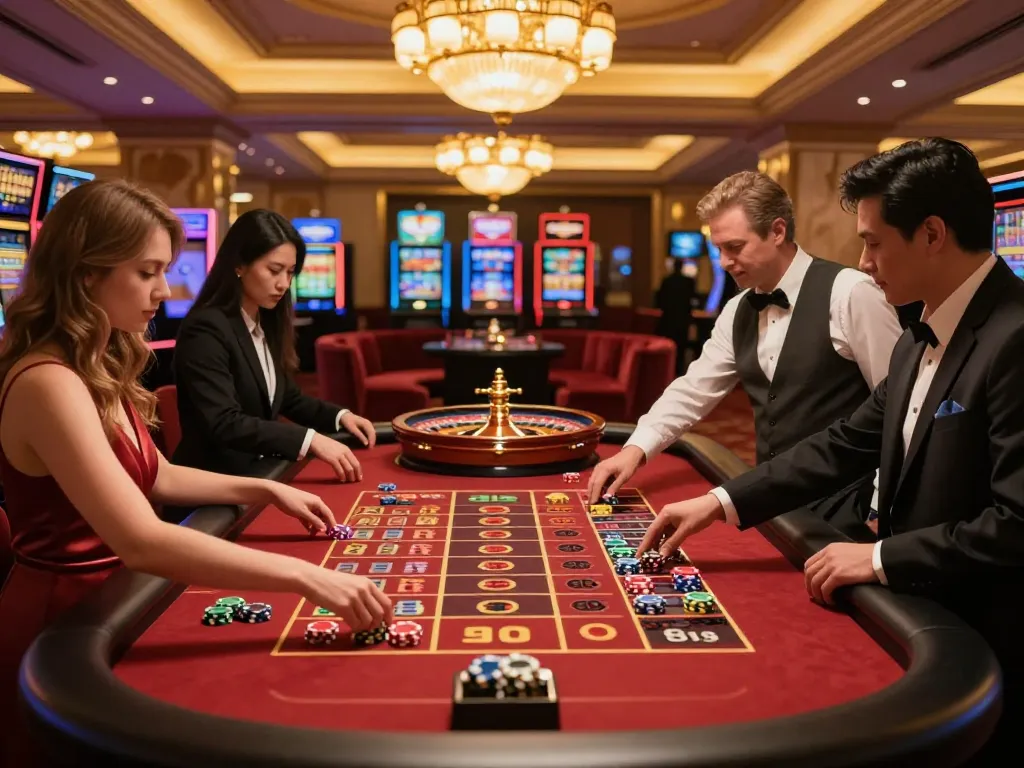 Experience exciting gameplay at ww88ju.com with players engaged around a roulette table.