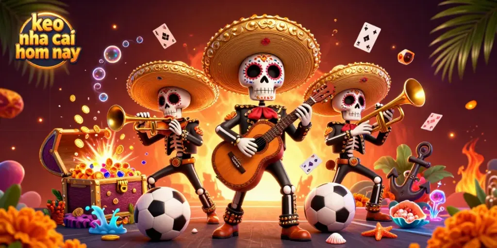 Capture thrilling moments in sports betting with keo nha cai hom nay, featuring vibrant characters and elements.