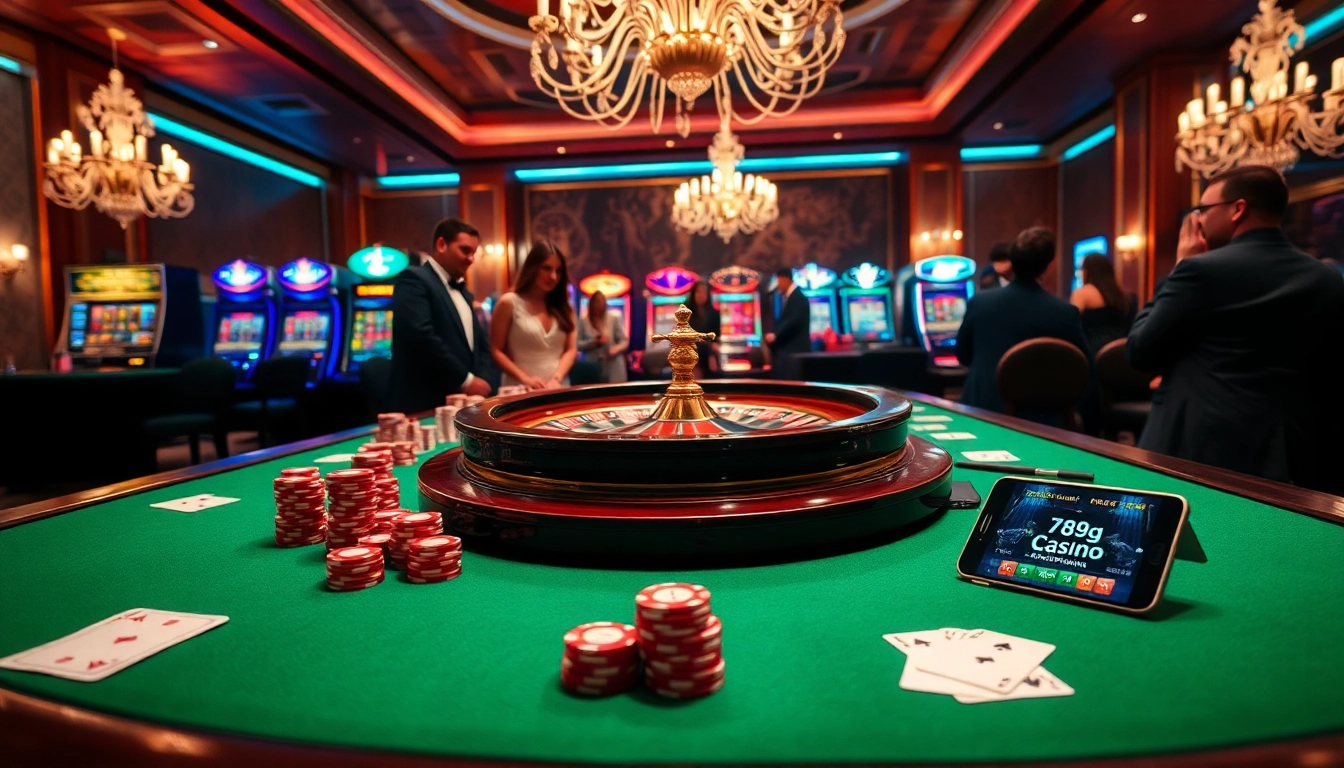 Jugadores disfrutando de la ruleta en un casino lujoso mientras exploran la interfaz de juego móvil de 789g.