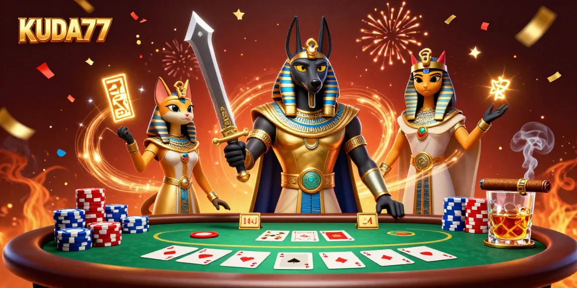 Mainkan KUDA77 di kasino dengan sensasi poker dalam ilustrasi ikonik ini.