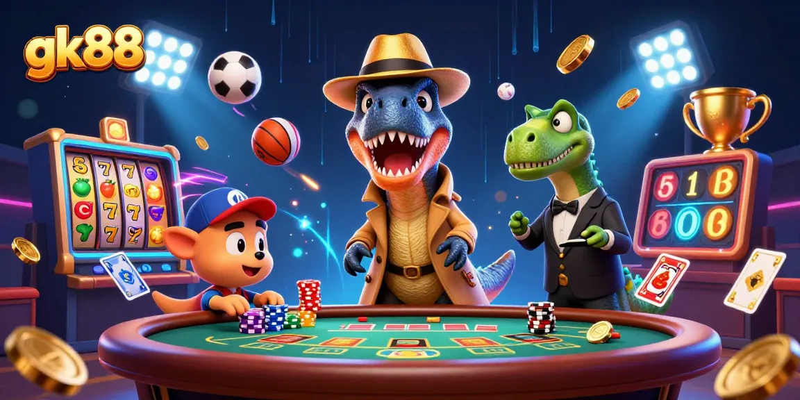 gk88 velociraptor card counter at a blackjack table amidst dynamic casino action