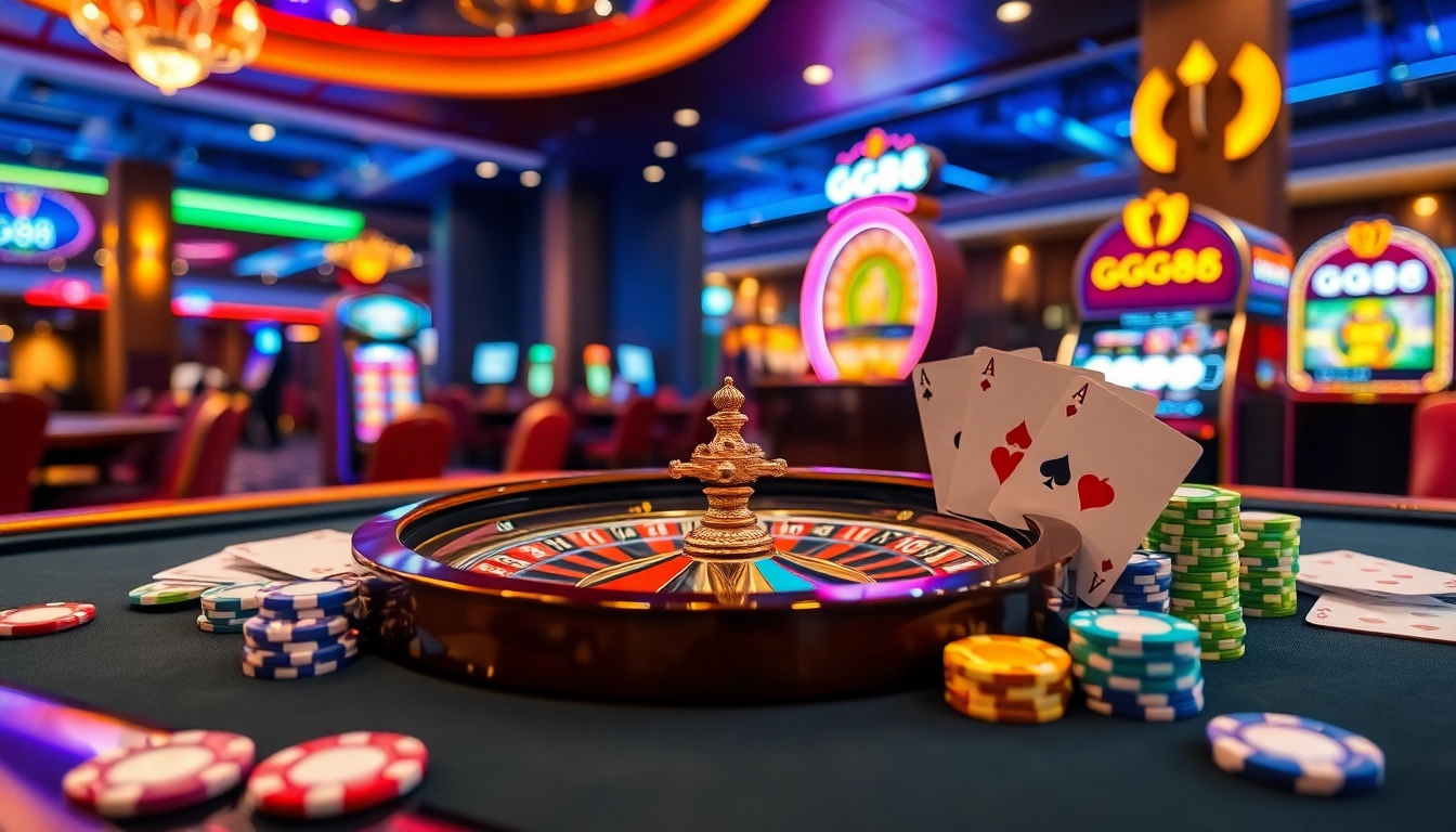 Experience thrill and luck at GG88 casino with vibrant gaming tables and exciting slot machines.