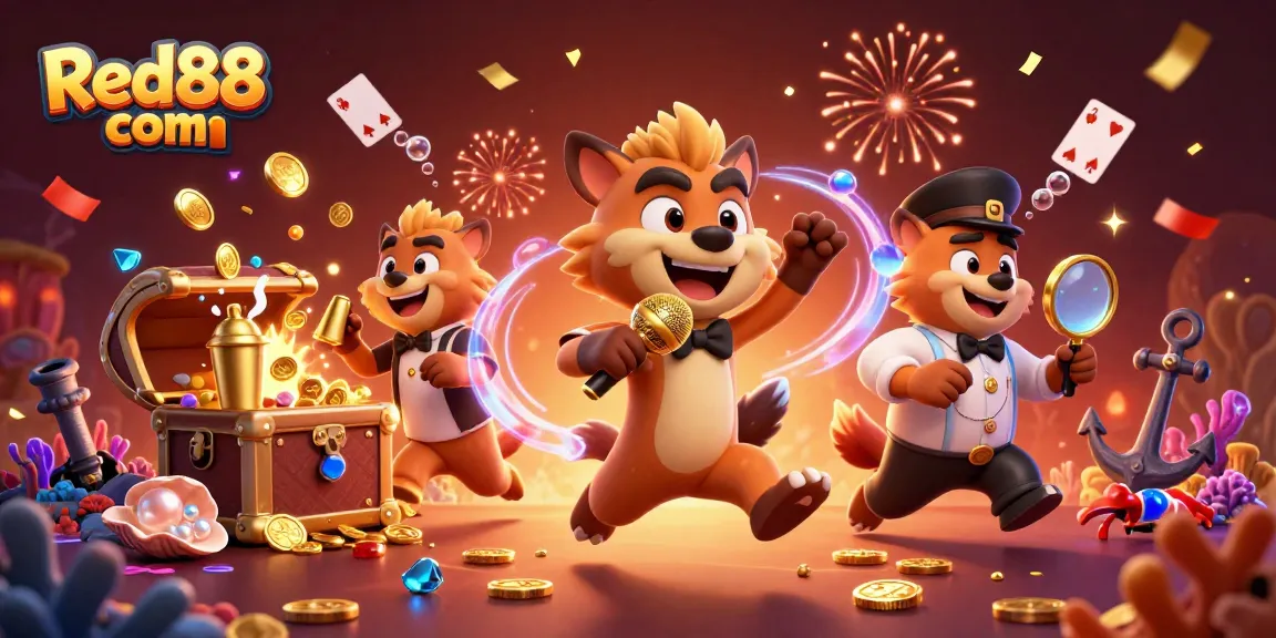 Join the fun at Red88 com with a lively hyena casino scene and dynamic gaming elements.