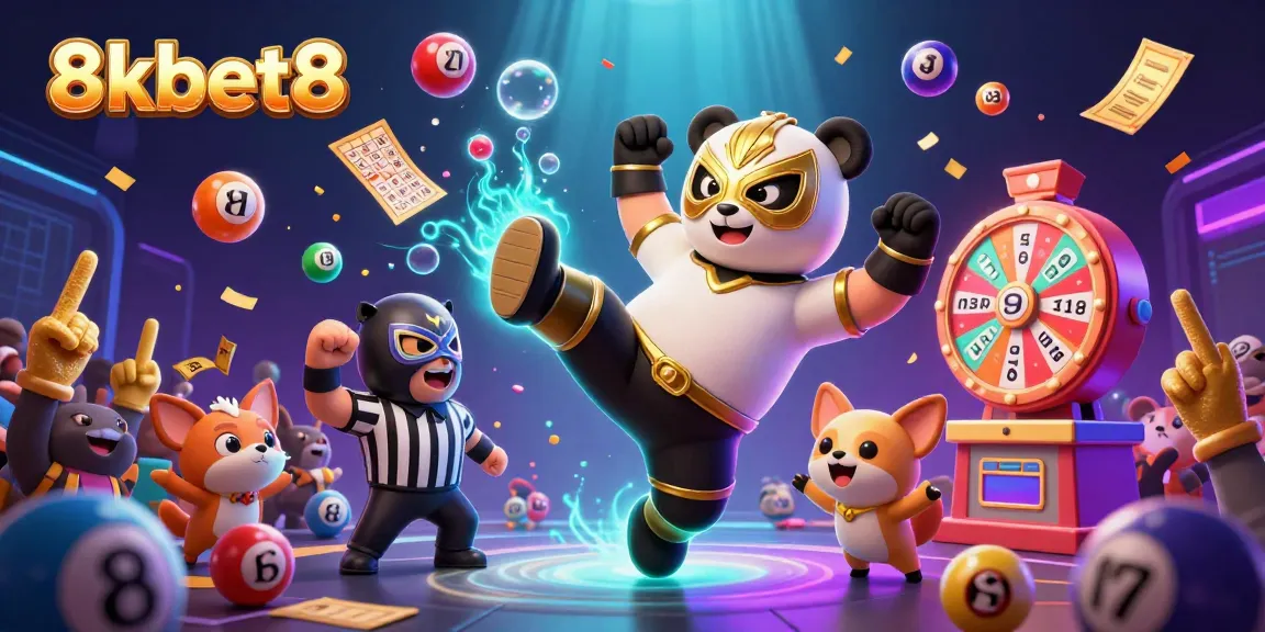 8kbet8 showcases a thrilling scene with vibrant gambling elements and animated characters, igniting excitement.
