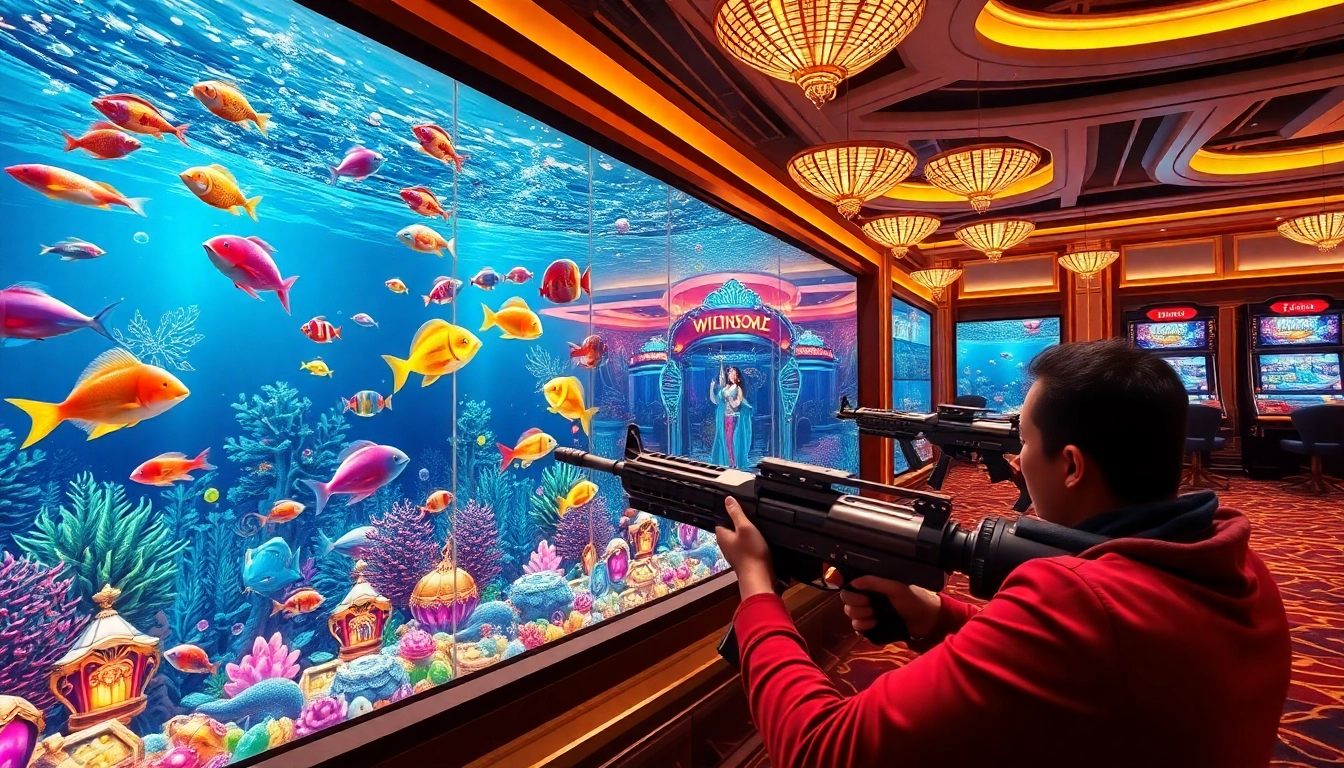 Bắn cá đổi thưởng gameplay where players aim to win prizes by shooting colorful fish in an exciting underwater 3D environment.