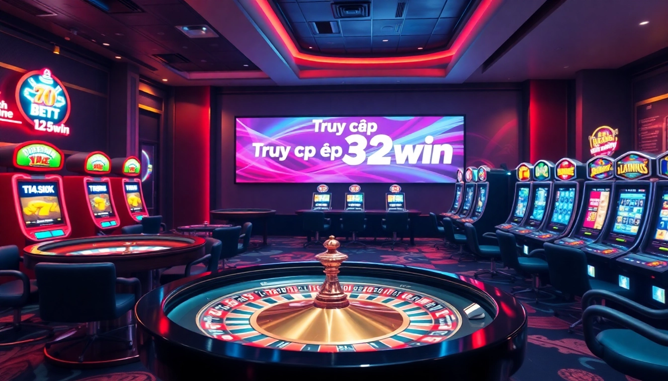 Players engaging in immersive experiences while Truy cập 32win at a luxurious casino.