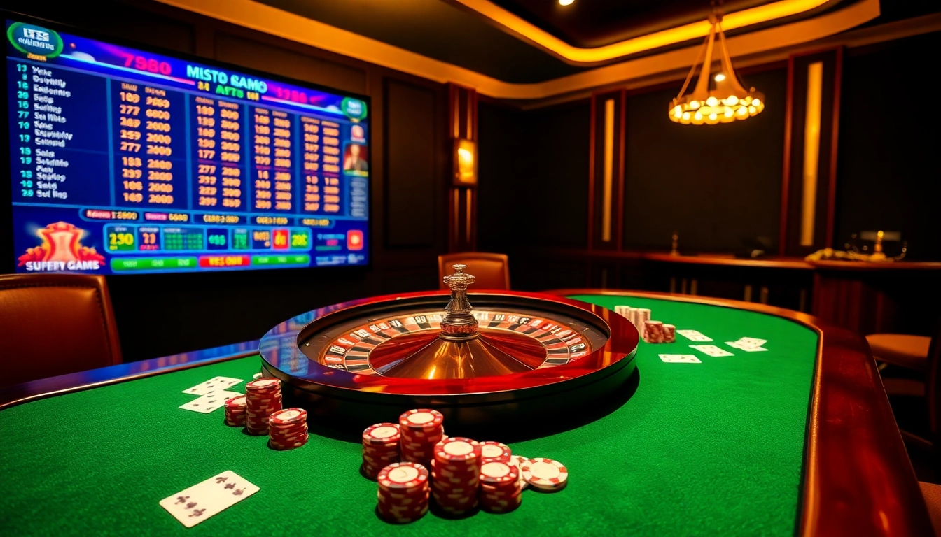 Engaging players with app hb88, showcasing an exciting casino atmosphere filled with poker chips and a roulette wheel.