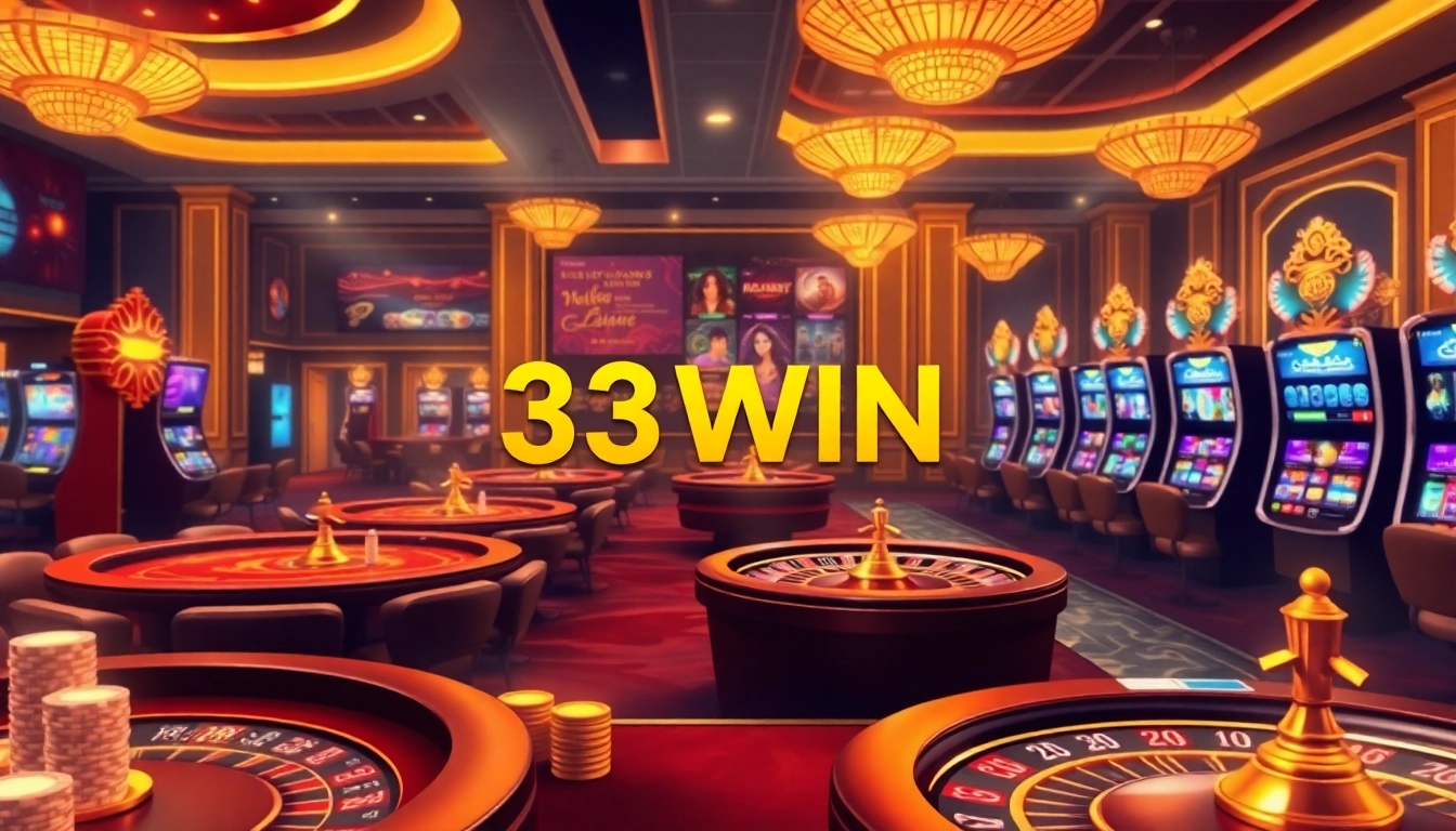 Engage with 33WIN's thrilling online casino experience featuring vibrant gaming elements and luxurious designs.