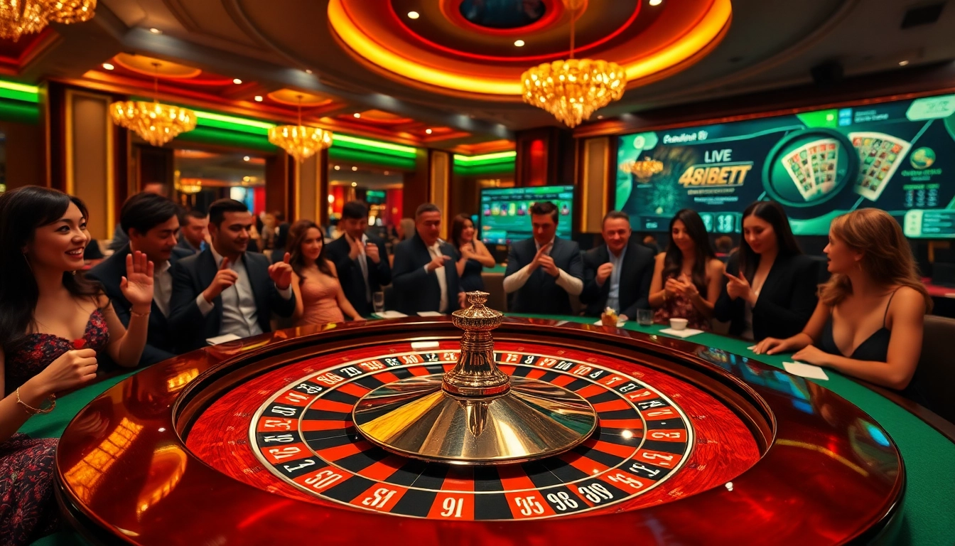 Experimenta la emoción de 488bet en una mesa de casino de lujo con jugadores y fichas.