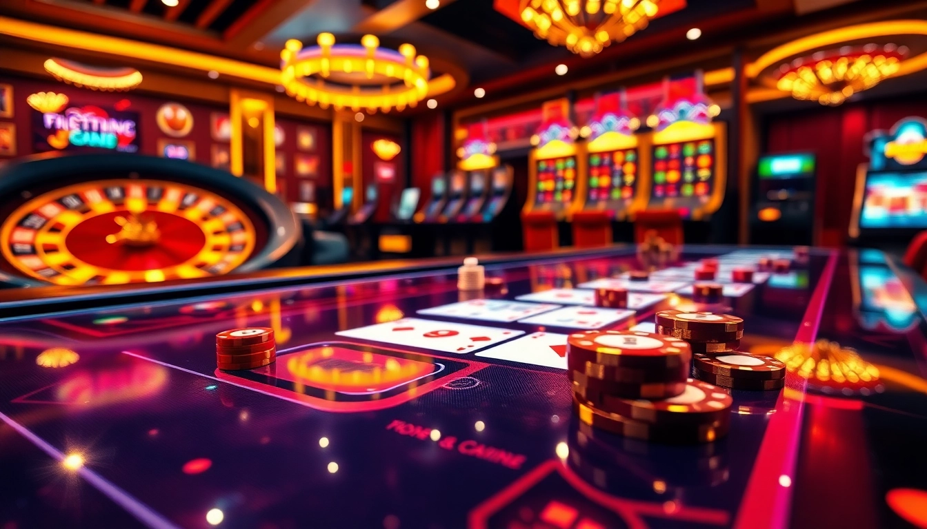 Experience the excitement of online gambling with lodetructuyen, featuring a vibrant casino scene.